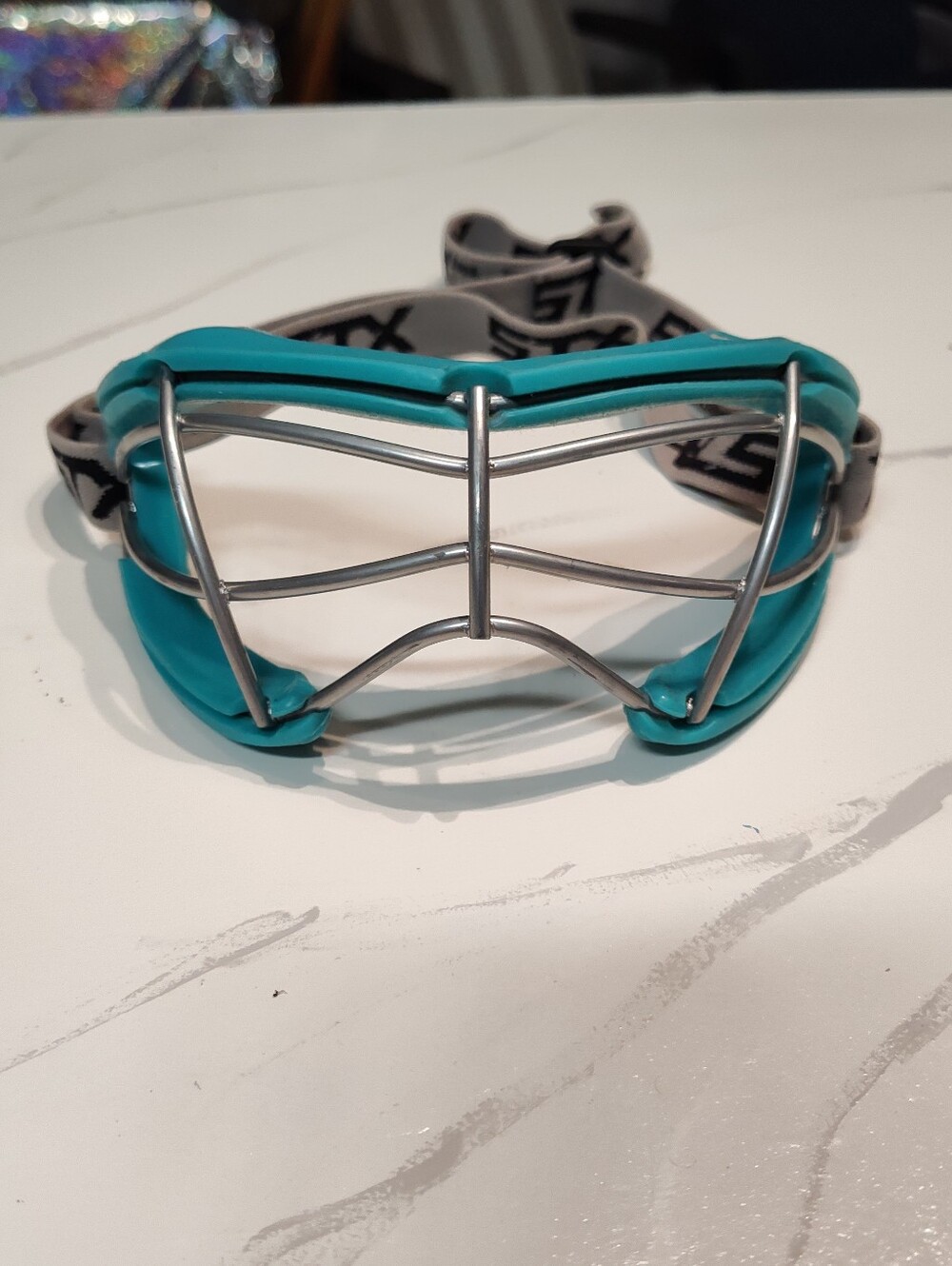 STX 2See Women's Lacrosse Face Mask with Adjustable Strap, One Size, Teal/Gray